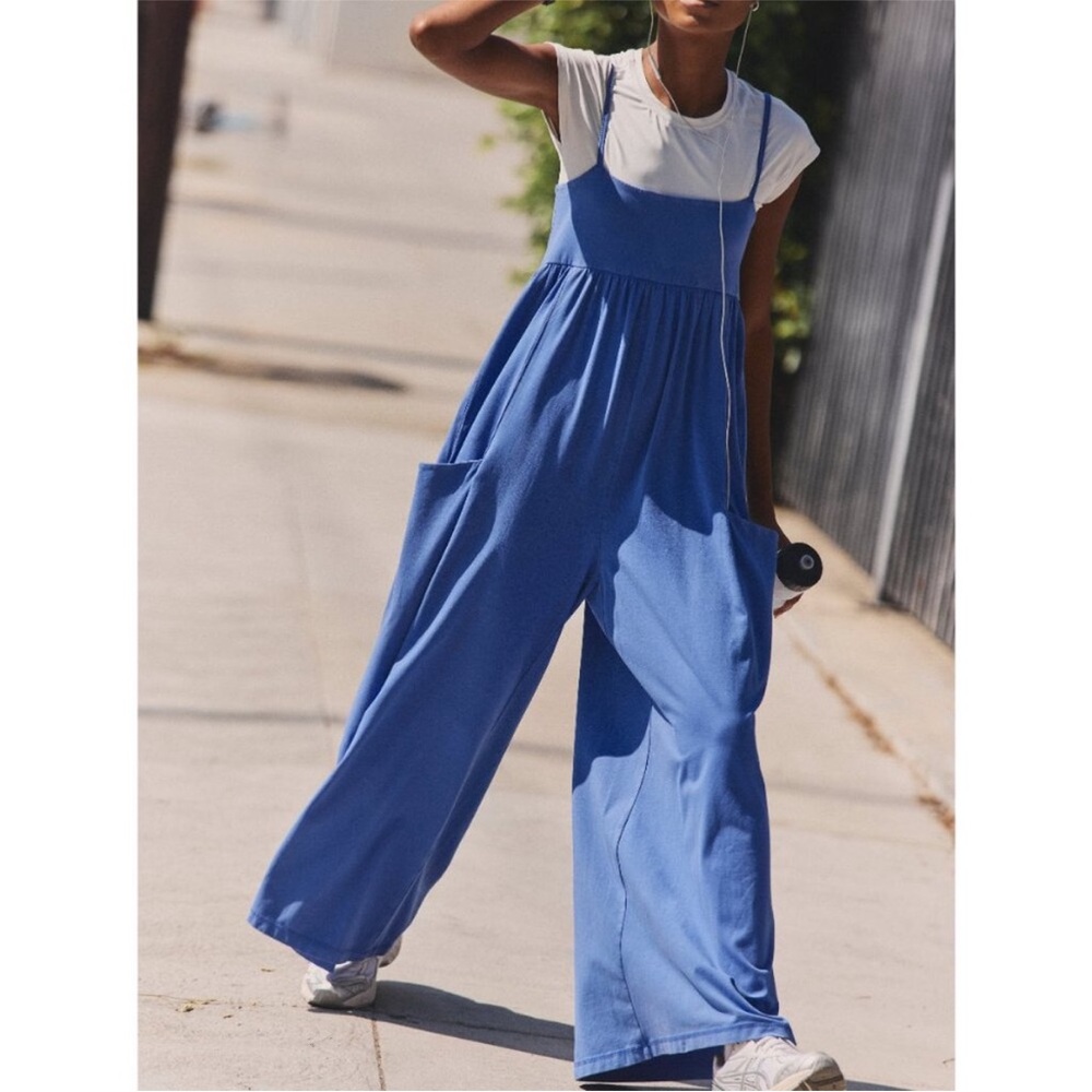 FP Movement by Free People Hot Shot Strappy Onesie in Pulse Blue Size Small NWT